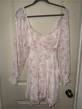 Thirty Thirty | Dresses | Nwt Thirty Thirty Sheer Overlay Floral Long  Sleeve Back Cutout Dress Viral Brown | Poshmark